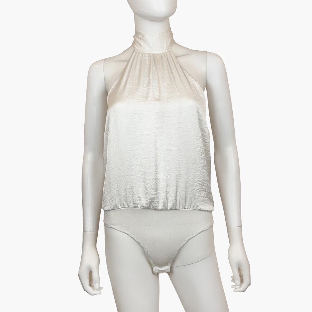 NWT VICI "Miami" Satin Halter Bodysuit (Off-White | Size M)